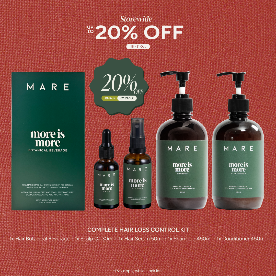 COMPLETE HAIR LOSS CONTROL KIT Hair Botanical Beverage + Scalp Oil + Hair Serum + Shampoo + Conditioner